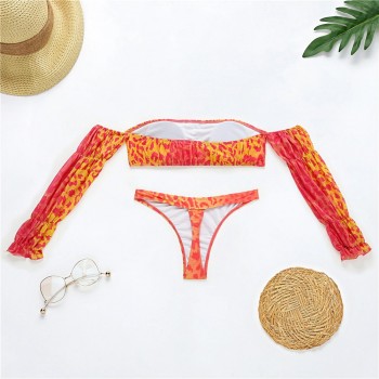 Long Sleeve Swimsuit For Women Swimweaer 2021 Two Piece Set Orange Bikinis Thong Sexy Designer Biquini